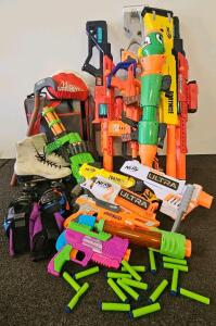 Large Mixed Lot of Nerf, X-Shot & Fortnite Blasters, Roller Skates, Fisher-Price Pads, Darts (L)