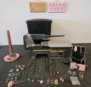 Sears Craftsman 16" Scroll Saw 1/6 HP (tested, works) w/ Jewelry Display Accessories & Mixed Jewelry Lot (I)
