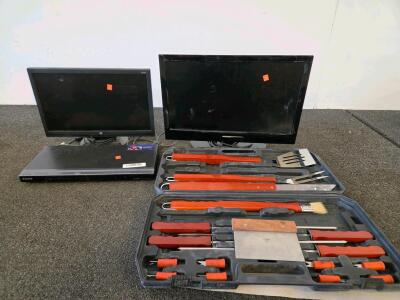 Sony DVP-NS710H HDMI DVD/CD Player(Tested), CTX 185UW(Unable to test) & Coby (Tested) 19" Monitors, 18pc BBQ Grill Tool Set (FN 5000 Shelf B)