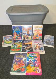 Large Lot of 40&ndash;60 Disney & Family VHS Tapes in Sterilite Bins.
