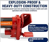 Holdwell 1/3 HP 12V DC Electric Fuel Transfer Pump, 20 GPM, IP54, Heavy-Duty Cast Iron - 4