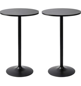 Pearington Santina High Top Bistro Tables 2-Pack, Black, 23.7" Round MDF Top, Steel Base, 41.3" Tall