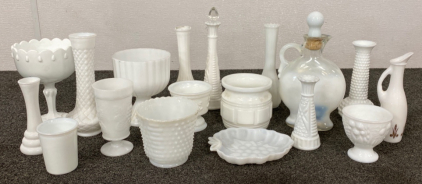 Milk Glass & More Assorted Glassware