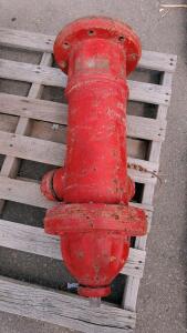 Mueller A-423 Dry Barrel Fire Hydrant, 1960, Red, Flanged Base, 2.5" & 4.5" Outlets, Cast Iron (Inspect In Person)
