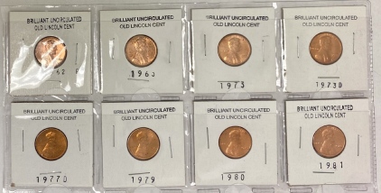 (8) Brilliant Uncirculated Old Lincoln Cent