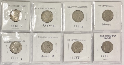 (8) Old Jefferson Nickels