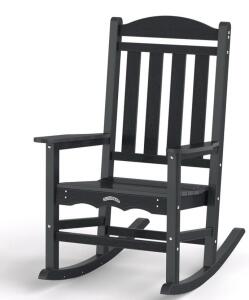 CLOUDDEEP Black Outdoor Rocking Chair, HDPE, 400lb Capacity, 36"x24"x43", Weatherproof