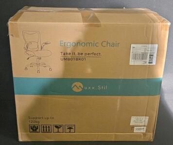 Nuxx Stil Ergonomic Office Chair UMB01TBK01, Adjustable Lumbar, Mesh Back, Max Load 264 lbs, Black
