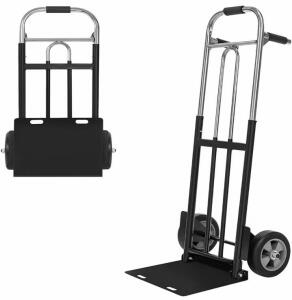 IRONPOW IRPW600 Folding Hand Truck, 600 lb Capacity, Alloy Steel Frame, 8" Flat-Free Wheels