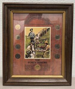 Framed Nine-Coin Liberty Head "V" Nickel Set (1901&ndash;1912) with Forty Niners Gold Rush Display