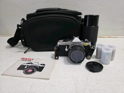 Pentax ME Super 35mm SLR Camera with Vivitar 28mm f/2.8 and Albinar 80-200mm Lenses