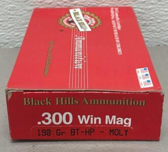 Black Hills .300 Win Mag 190gr BT-HP MOLY, 20rd Factory Box, Centerfire Rifle Ammo