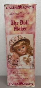 Linda Rick The Doll Maker 22" Porcelain Doll, Blonde Curly Hair, Blue Eyes, Original Box