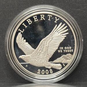 2008 Bald Eagle Silver Dollar Proof Coin, US Mint, Philadelphia, COA & Original Box