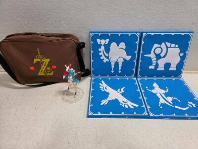 Hatsune Miku Marine Figure, Zelda Messenger Bag, 4 BOTW Divine Beast Art Prints Lot