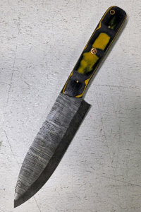 Custom Damascus Steel Chef Knife with Resin Handle, 7" Blade, Full Tang