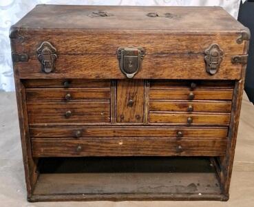 (1) Vintage Wooden Machinist's Tool Chest, 20"L x 9"W x 18"T