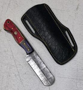 Custom Handmade Santoku Knife with Damascus Steel Blade and Decorative Handle