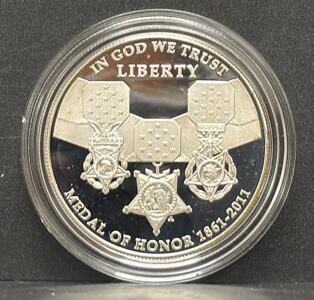 2011 Medal of Honor Proof Silver Dollar, U.S. Mint OGP, 90% Silver, Philadelphia "P"