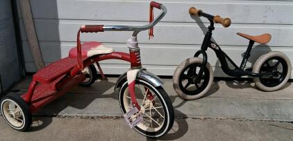 Radio Flyer Classic Red Tricycle & Chillafish Balance Bike, 12" Wheels, Kids, Adjustable Seats