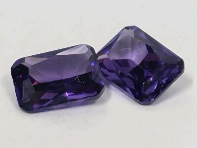2.85ct Natural Pair of Purple Tanzanite Emerald Cut Faceted Gemstones