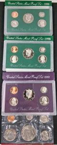 U.S. Mint Proof Set Collection: 1992, 1996, 1998 (5-Coins Each), 1976 Bicentennial Mint Set