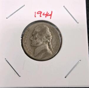 1944 Jefferson Nickel Wartime Silver Alloy, Circulated