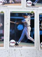 1990 Upper Deck Baseball Card Lot with Score Rookie Set, Wild Card Steve Smith, Braves MLB Cards - 9