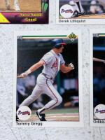 1990 Upper Deck Baseball Card Lot with Score Rookie Set, Wild Card Steve Smith, Braves MLB Cards - 10