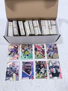 Box of 700 Early 1990s NFL Trading Cards - Hall of Famers Aikman, Young, Sanders, Smith, Reed