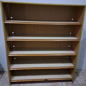 5-Shelf Composite Wood Bookcase, Light Yellow & Tan, Moderate Wear