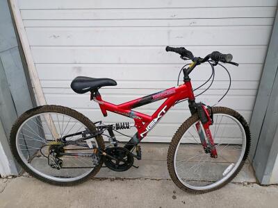 NEXT Power Climber Mountain Bike, 26" Wheels, Full Suspension, 18-Speed, Red, Steel Frame
