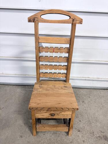 Rustic Handmade Solid Wood Side Chair with Decorative Backrest and Sturdy Frame