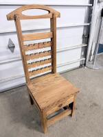 Rustic Handmade Solid Wood Side Chair with Decorative Backrest and Sturdy Frame - 3