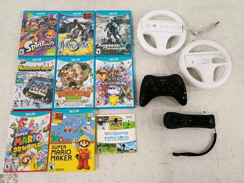 Nintendo Wii U Game & Controller Bundle: 9 Games, Pro Controller, Racing Wheels