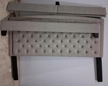 King Size Light Gray Upholstered Bed Frame with Tufted Headboard, Sideboards, and Footboard