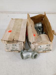 (2) Steel City XC-494 1-1/4" 90&deg; Galvanized Iron Connectors for Flexible Metallic Tubing, Box of 10