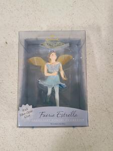 Hallmark 2001 Faerie Estrella Ornament, Frostlight Faeries Collection, Fiber-Optic Glow, and Porcelain Collectible Ornament "Madeline" by DG Creations 2000, 5 in Tall, In Box, Moveable Limbs