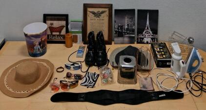 Mixed Lot: Madison Waist Belt, Frozen Bin, Trim Trimmer Set, Harley Davidson Boots, Hats, Sunglasses & More