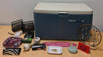 Coleman PolyLite 68 Quart Blue/White Cooler, Large Vintage Ice Chest, 29"x16"x17", No Wheels
