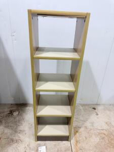 Narrow 4-Shelf Freestanding Bookcase, Beige Laminate, 13x12x36 in, Wood Composite, Fixed Shelves