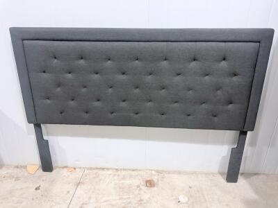 Dark Gray Queen Upholstered Tufted Bed Headboard, Modern Panel Design, Bolt-On Mount