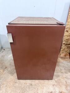 Vintage Compact Refrigerator, Brown with Woodgrain Top, 3.0 Cu Ft, 30&rdquo; Tall, Retro Metal Handle