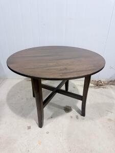 42" Round Wooden Dining Table, Dark Brown Finish, Seats 4