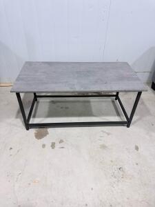 Rectangular Coffee Table with Faux Concrete Top and Black Metal Frame, 42" x 22" x 18"