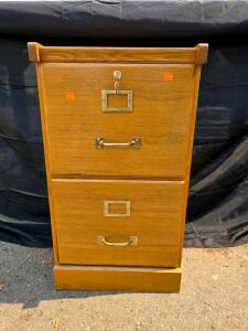 Oak 2-Drawer Vertical File Cabinet with Locking Top Drawer, 28" H x 16" W x 16 3/4" D
