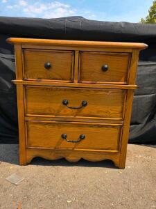 4-Drawer Solid Wood Chest, Honey Oak Finish, 29"W x 30"H x 16"D, Black Hardware, Model CARE P2