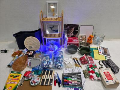 Assorted Household, Decor, and Craft Items &ndash; 40+ Pieces Including Art Prints, Holiday Decor, and Kitchenware