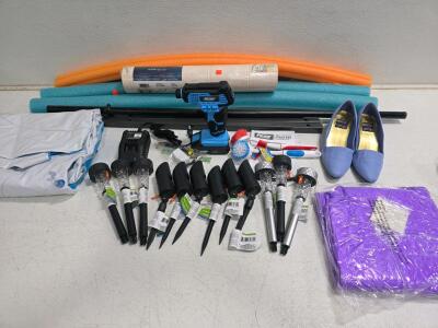 Working Pulsar 20V Cordless Power Inflator, Pool Floats and Noodles, Solar Pathway Lights, Weight Lifting Bar