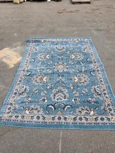 Regency KNS1119 Aqua Traditional Floral Area Rug, 6'7" x 9'3", 100% Polypropylene